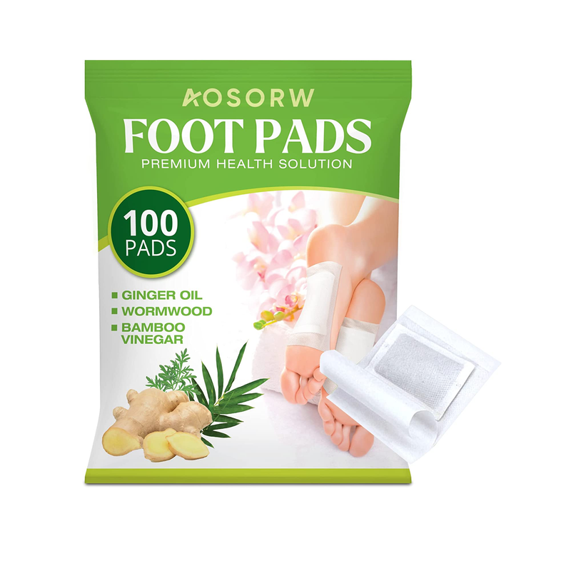 AOSORW 100 Pack Foot Pads Ginger Oil Bamboo Charcoal Foot Pads Foot Care Patch Effective Feet Health Patches