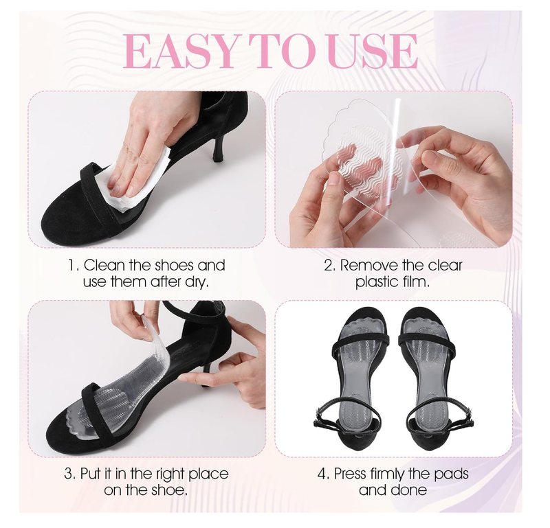 3Pairs Gel Shoe Inserts for Women, Thickened Gel High Heel Cushion Insoles Women,
