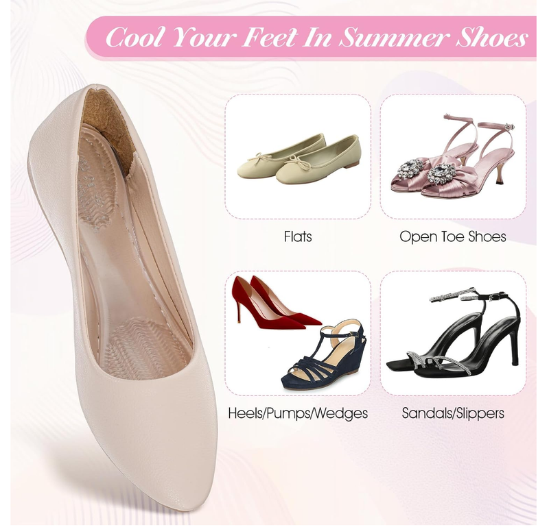 3Pairs Gel Shoe Inserts for Women, Thickened Gel High Heel Cushion Insoles Women,