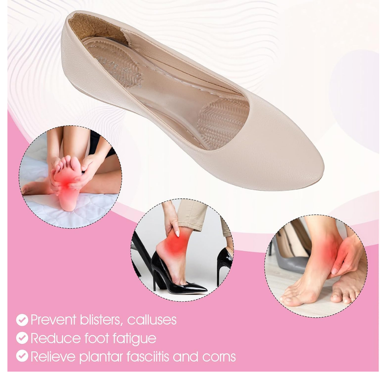 3Pairs Gel Shoe Inserts for Women, Thickened Gel High Heel Cushion Insoles Women,