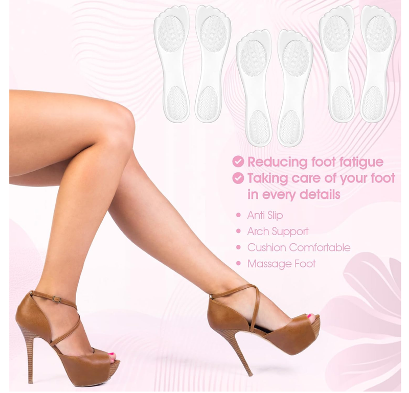 3Pairs Gel Shoe Inserts for Women, Thickened Gel High Heel Cushion Insoles Women,