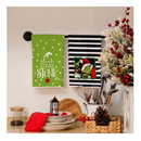 ARKENY Christmas Kitchen Towels Set of 2,Green Grinch Black Stripes Dish Towels 18x26 Inch,Hoilday Farmhouse Home Decoration AD108