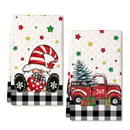 ARKENY Christmas Kitchen Towels Set of 2,Black Buffalo Plaid Gnome Red Truck Xmas Dish Towels 18x26 Inch Joy Sign Drying Dishcloth,Farmhouse Home Noel Decoration AD162