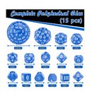 AUSTOR 15 Pieces Complete Polyhedral Dice Set D3 D100 Game Dice Set with a Leather Drawstring Storage Bag for Role Playing Table