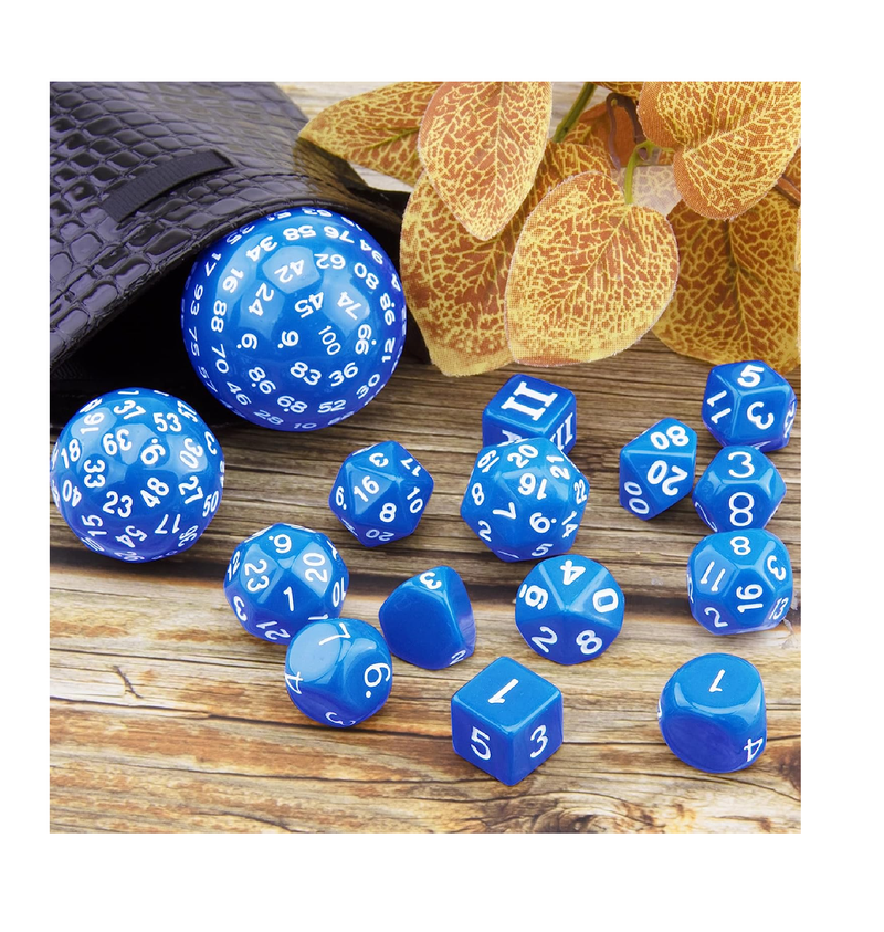 AUSTOR 15 Pieces Complete Polyhedral Dice Set D3 D100 Game Dice Set wi