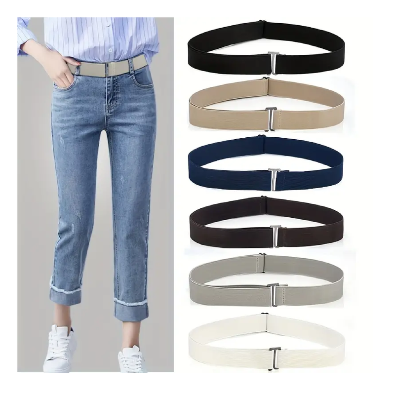 Adjustable Elastic Invisible Belt Simple Solid Color No Show Belt Traceless No Buckle Belt For Jeans Pants Unisex