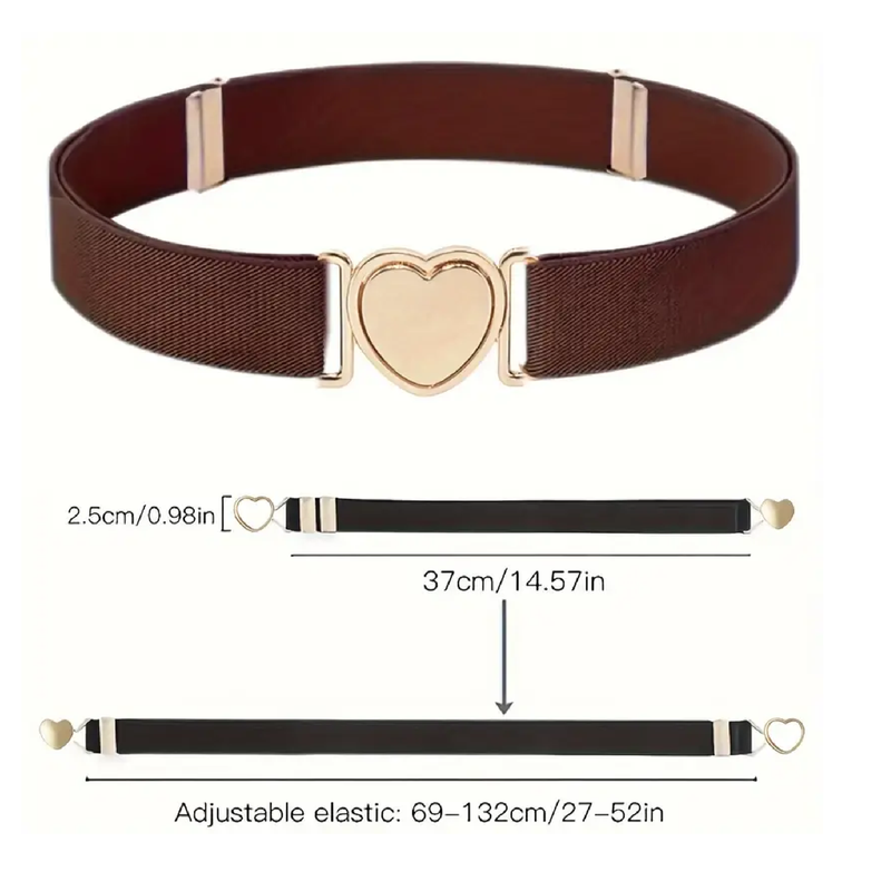 Adjustable Stretch Belt With Heart Shape Buckle, Trendy Belt, Jeans Belt With Fashion Alloy Buckle, Portable Waistband