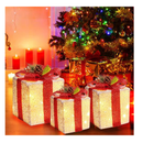Aesto Christmas Lighted Boxes, Set of 3 Lighted Gift Boxes with Red Bows for Christmas Decorations Indoor Outdoor