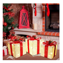 Aesto Christmas Lighted Boxes, Set of 3 Lighted Gift Boxes with Red Bows for Christmas Decorations Indoor Outdoor
