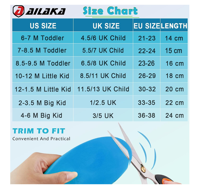 Ailaka Kids Orthotic Arch Support Insoles, PU Foam Cushioning Arch Support Shoe Insert