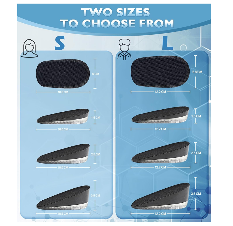 Ailaka Gel Height Increase Insoles, Shock Absorption Heel Cushion Pads, Height Lift Shoes Inserts for Men & Women