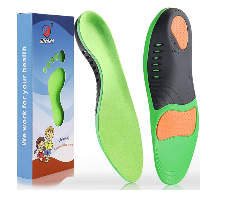 Ailaka Kids Orthotic Arch Support Shoe Insoles, Plantar Fasciitis Cushioning Athletic Inserts for Flatfoot Pain Relief Running Walking
