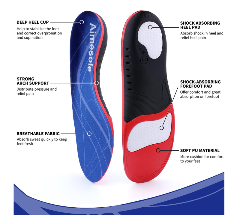 (Standing All Day) Heavy Duty Support Plantar Fasciitis Insoles Arch Support Shoe Inserts