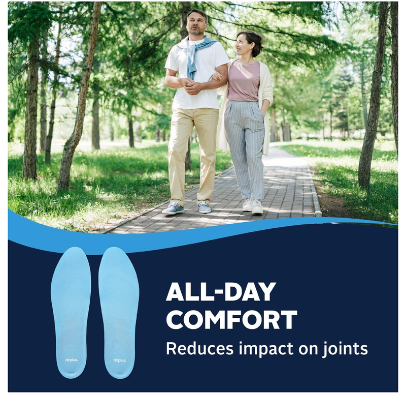 Airplus Massage Gel Insoles, Premium Gel Cushioning with Heel and Ball-of-Foot, Arch Support Insoles,
