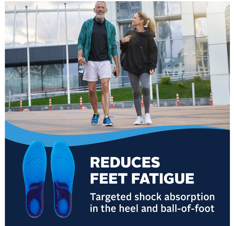 Airplus Massage Gel Insoles, Premium Gel Cushioning with Heel and Ball-of-Foot, Arch Support Insoles,