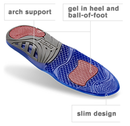 Airplus Extreme Active Gel Lightweight and Breathable Shoe Insoles for Cushion and Support, Men's, Size 7-13
