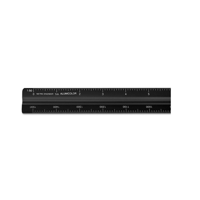 Alumicolor Aluminum Engineer Metric Solid Drafting Scale | 30 Centimeter, Black