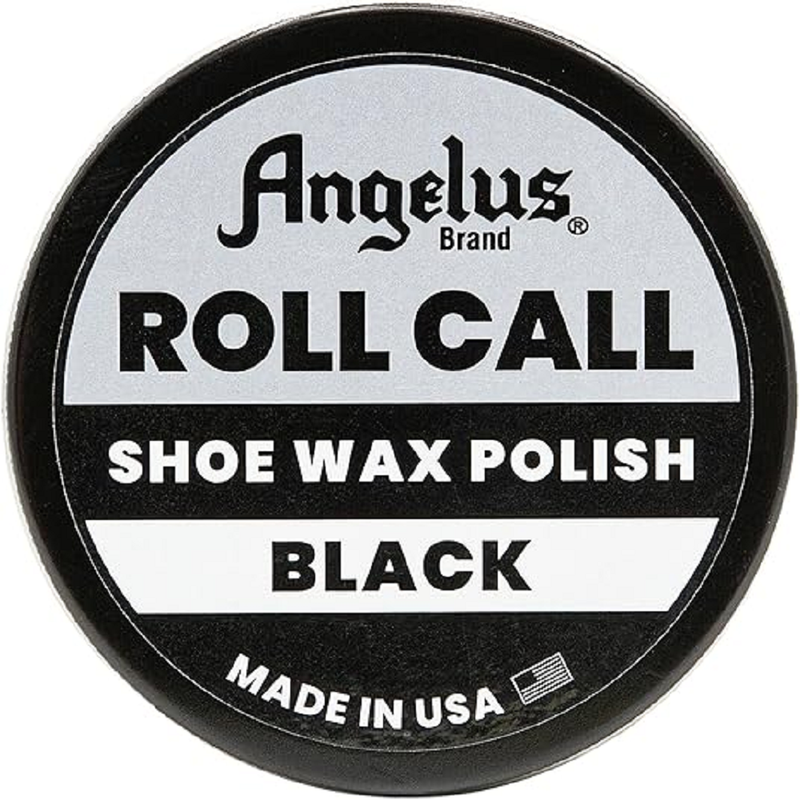 Angelus Black Shoe Polish | Roll Call Paste Wax for Military Inspection Mirror Gloss 1.8oz