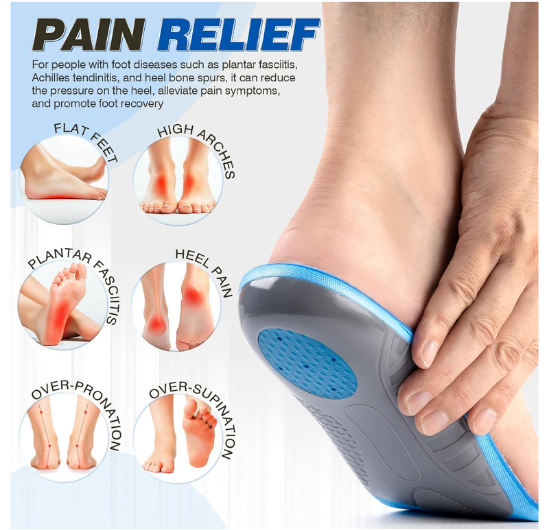 Arch Support Inserts for Plantar Fasciitis Relief Insoles for Men Women Orthotics of Flat Feet High Arch Heel Pain Relief Shoe Inserts