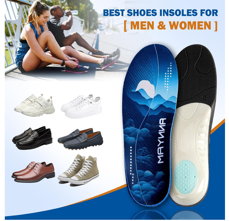 Plantar Fasciitis Insoles for Men Women Arch Support Inserts Orthotics of Flat Feet High Arch Pain Relief for Work Boot Shoe Inserts