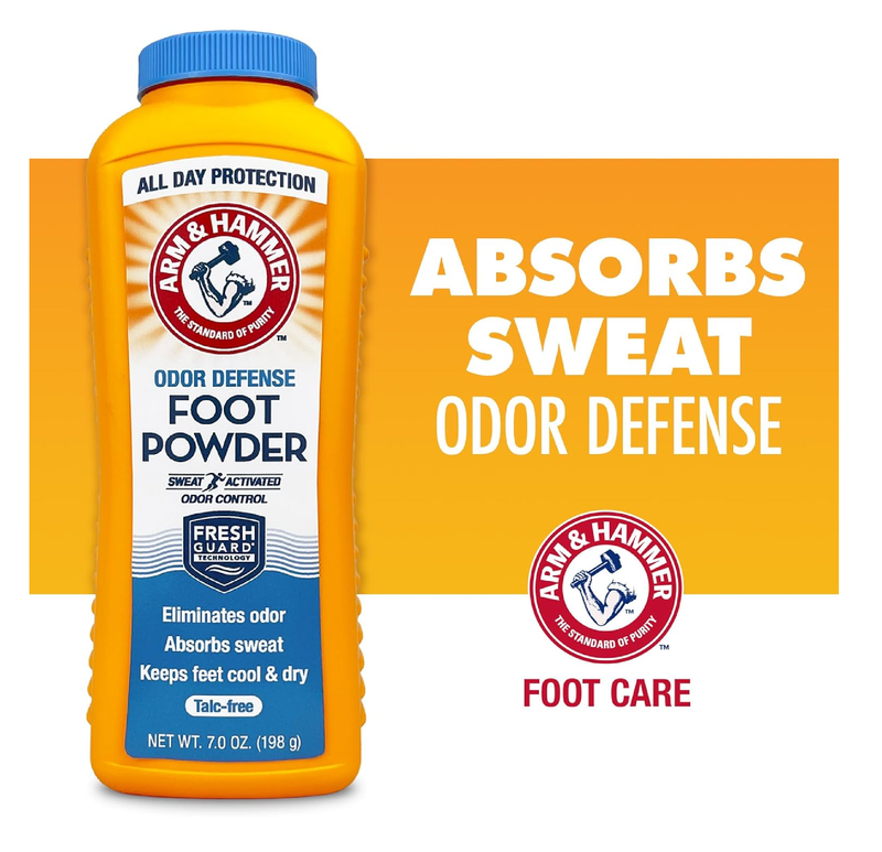 Arm & Hammer Foot Powder for Shoes & Feet, Talc-Free Odor & Moisture Control for Men & Women, 7 oz (3 Pack)