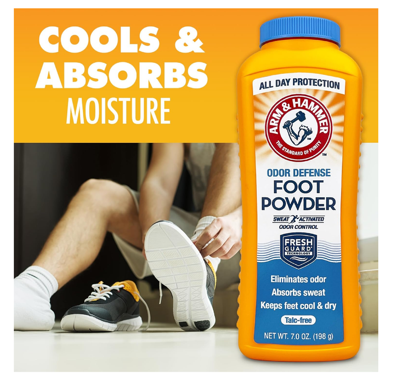 Arm & Hammer Foot Powder for Shoes & Feet, Talc-Free Odor & Moisture Control for Men & Women, 7 oz (3 Pack)