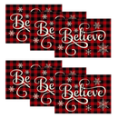 Artoid Mode Christmas Believe Buffalo Check Plaid Placemat for Dining Table, 12 x 18 Inch Winter Holiday Rustic Washable Table Mat Set of 6