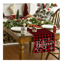 Artoid Mode Red and Black Buffalo Plaid Believe Table Runner, Seasonal Winter Christmas Holiday Kitchen Dining Table Decoration for Indoor Outdoor Home Party Decor 13 x 72 Inch