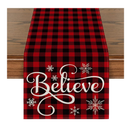 Artoid Mode Red and Black Buffalo Plaid Believe Table Runner, Seasonal Winter Christmas Holiday Kitchen Dining Table Decoration for Indoor Outdoor Home Party Decor 13 x 72 Inch