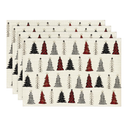 Artoid Mode White Xmas Tree Christmas Placemats Set of 4, 12x18 Inch Winter Table Mats for Party Kitchen Dining Decoration