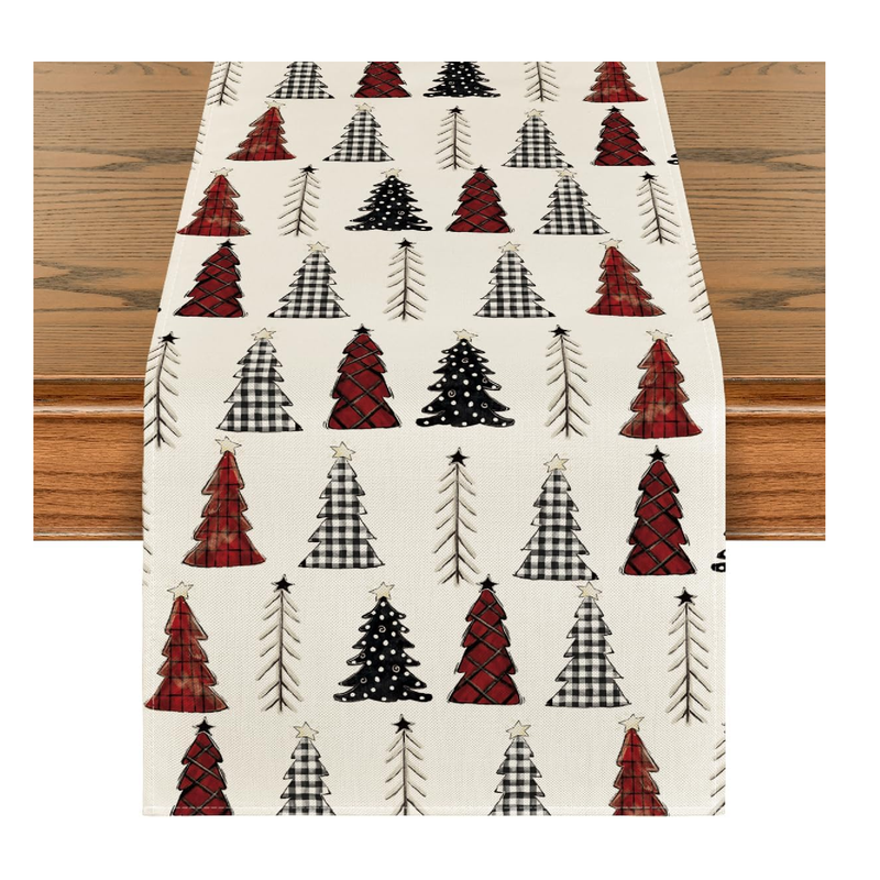 Artoid Mode Xmas Tree Christmas Table Runner, Seasonal Winter Kitchen Dining Table Decoration for Home Party Decor 13x36 Inch