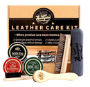 10 PCS Leather Boot Care Kit - Horsehair Brushes,Saddle Soap,Waterproofing Wax,Mink Oil Conditioner,