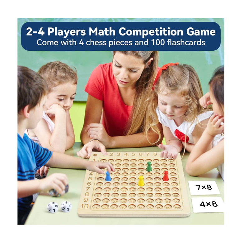 BAKAM Wooden Multiplication Board Math Game for Kids 8 12 Math Manipulatives Set with 100PCS Flash Cards for Kids 6 8 Years Old