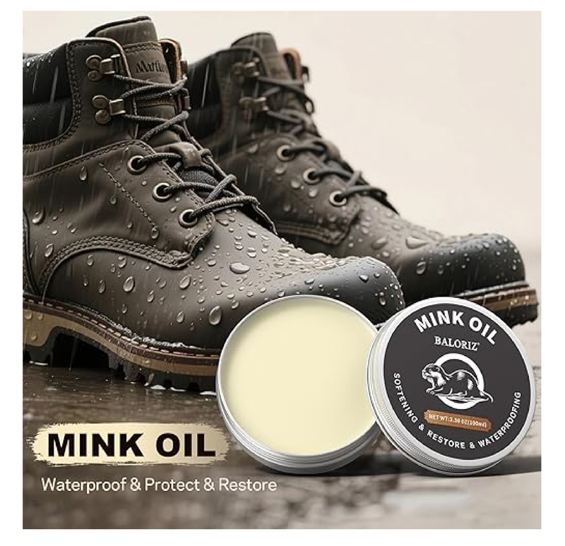 Leather Boot Care Kit - Mink Oil, Saddle Soap for Leather, Applicators & Cloth - Leather Cleaner and Conditioner Kit for Boots, Shoes, Bags, Furniture, Men Women Gifts