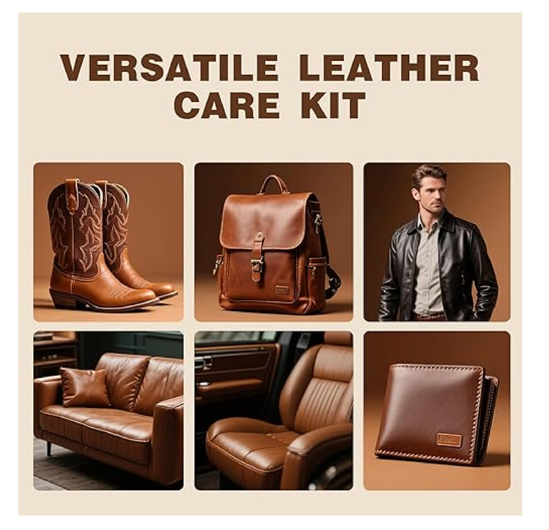 Leather Boot Care Kit - Mink Oil, Saddle Soap for Leather, Applicators & Cloth - Leather Cleaner and Conditioner Kit for Boots, Shoes, Bags, Furniture, Men Women Gifts