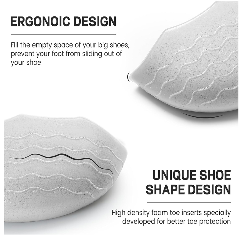 Shoe Fillers Inserts for Loose Shoes - Anti Slip Toe & Heel Pads with Ergonomic Design | Adjustable Insoles