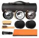 Shoe Polish Kit - Shoe Shine Kit | Leather Care Set with Horsehair Brush & Wooden Applicator