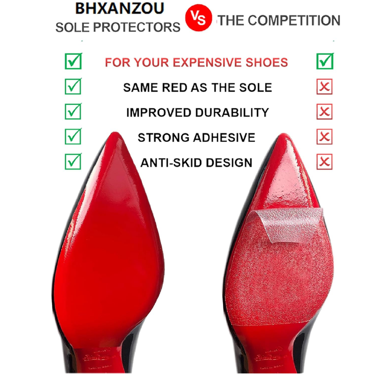 Red Bottom Shoe Protector Compatible with Christian Louboutin Shoes,Self-Adhesive Sole Guard to Protect & Restore Shoe Bottoms,