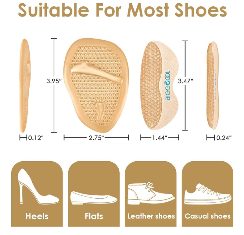 BIGGCOOL Metatarsal Pads Women, Ball of Foot Cushions, High Heel Inserts for Pain Relief,