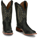 Justin Boots Men's Poston 11" Western Boot - Jet Black Cowhide (BR387) - Front View