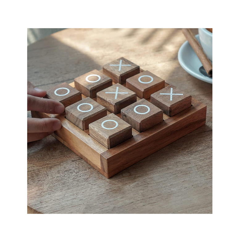 Glintoper Tic Tac Toe & 4 in a Row Tables Game Set, Classic Board Line Up 4  Game for Living Room Rustic Table Decor and Use as Game Top Wood Guest