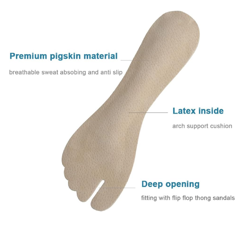 Pigskin Flip Flop Inserts for Thong Sandal, Adhesive Cushion Insoles for Thong Shoes Pain Relief, Slippers Insoles,