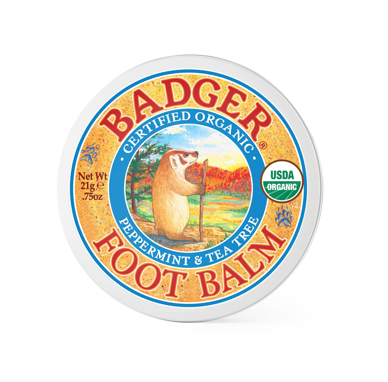 Badger Foot Balm Organic Tea Tree & Olive Oil Foot Care for Dry Cracked Heels Cracked Heel Repair for Dry Cracked Feet Foot Cream Heel Balm 0.75 oz