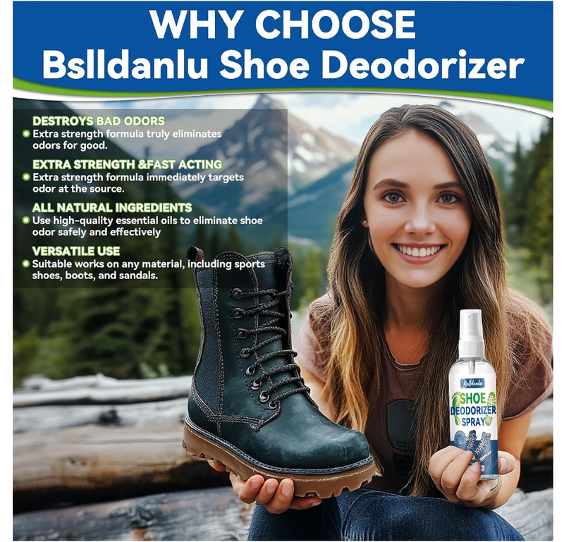 Shoe Deodorizer Spray, Natural Deodorant Spray for Men and Women, Extra Strength Odor Eliminator for Feet, Shoes and Gym Bags,