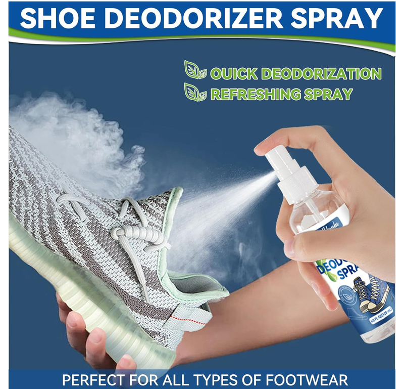 Shoe Deodorizer Spray, Natural Deodorant Spray for Men and Women, Extra Strength Odor Eliminator for Feet, Shoes and Gym Bags,