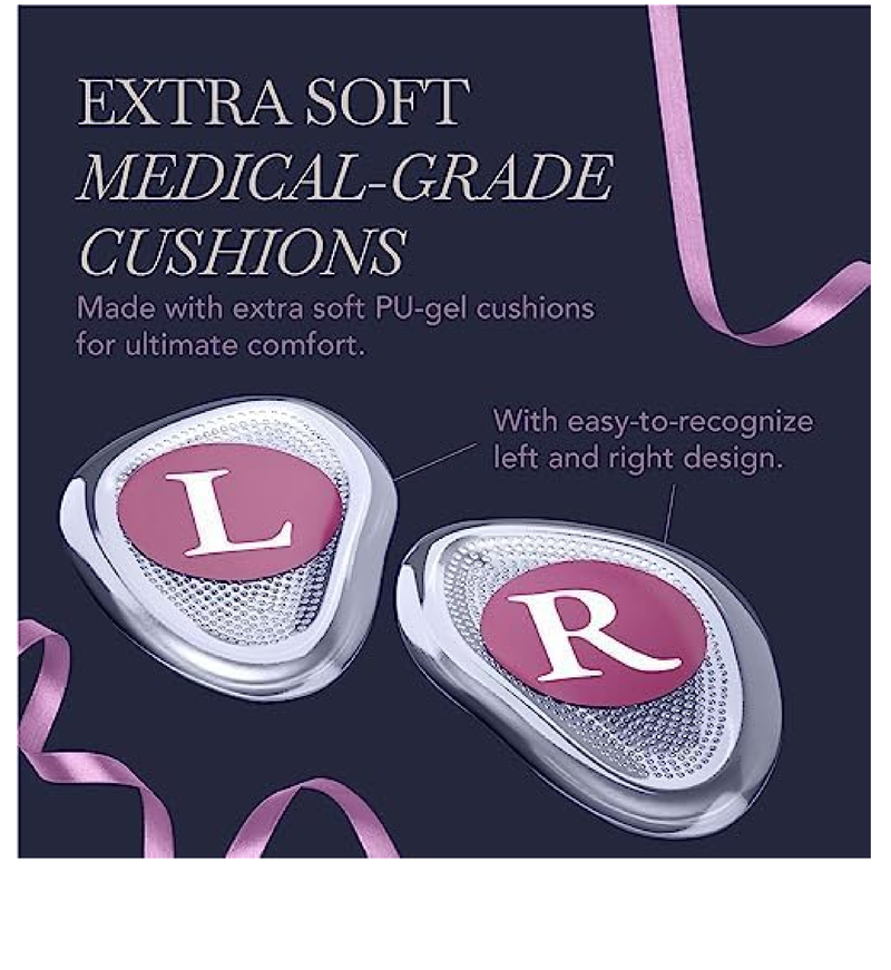 Ballotte Metatarsal Pads for Women, Silicone Gel Foot Cushions for High Heels, Ball of Foot Pain Relief,