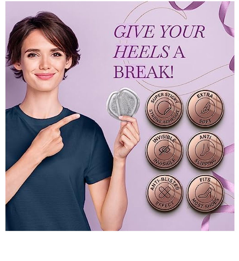 Ballotte Metatarsal Pads for Women, Silicone Gel Foot Cushions for High Heels, Ball of Foot Pain Relief,