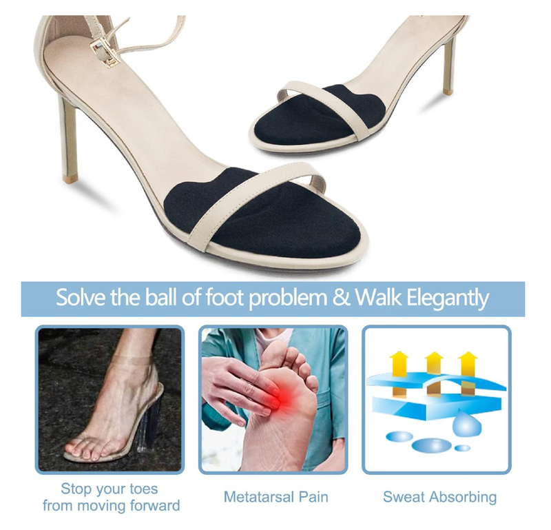 Metatarsal Pads for Women, Anti-Sliding Pads for Open Toe Shoes, Ball of Foot Cushions, Shoe Filler,