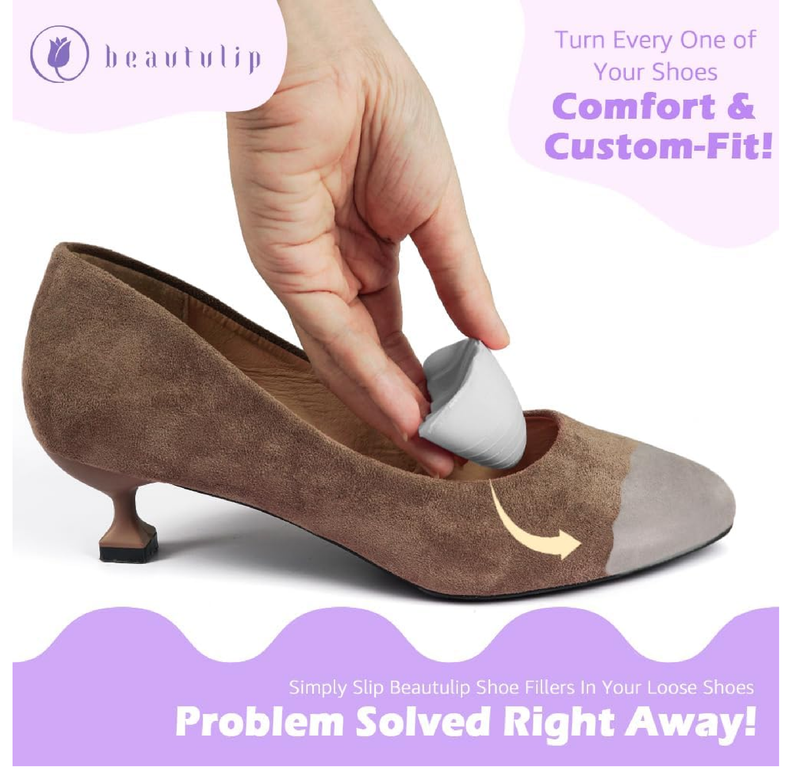 Shoe Filler Inserts for Too Big Shoes - Toe Filler to Make Shoes Smaller, Loose Shoes Inserts for Men and Women (Small: Half to One Size Bigger)