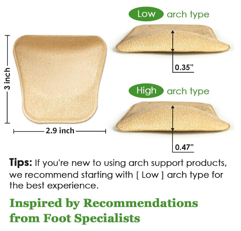 Arch Support Inserts for Flat Feet Women, Gel Arch Cushions for Plantar Fasciitis,